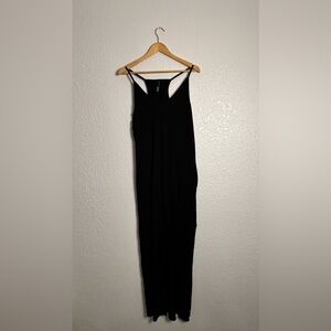 Bobi Maxi Dress Size Large SOLID BLACK 51D-49269 LONG TO ANKLE SIDE SLIT AT CALF